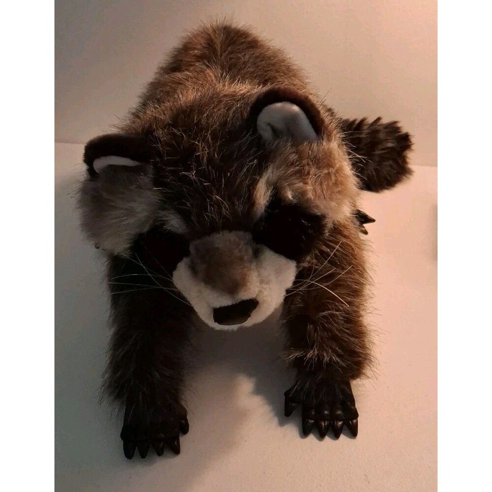 Folkmanis Stuffed Plush Large Raccoon Hand Puppet Realistic Good Condition